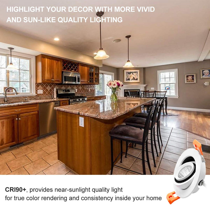 2 Inch Eyeball Gimbal LED Recessed Lighting Dimmable Downlight, 3W (35W Halogen Equivalent) Adjustable Spotlight, 3000K Warm White, CRI80+, Ceiling Light with LED Driver (4 Pack) 3000k - Warm White 3W - 4 Pack