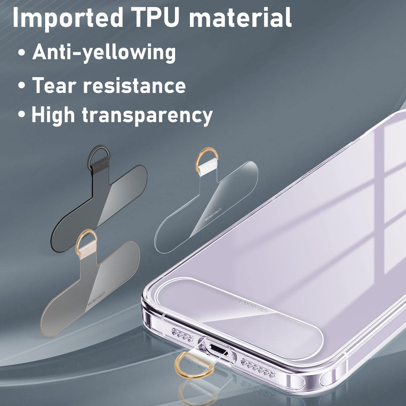 [Australia - AusPower] - Cell Phone Lanyard Pads, Thinner Durable TPU Phone Patch Clear Universal Phone Tether Tab Without Adhesive (2*clear) 2*clear 