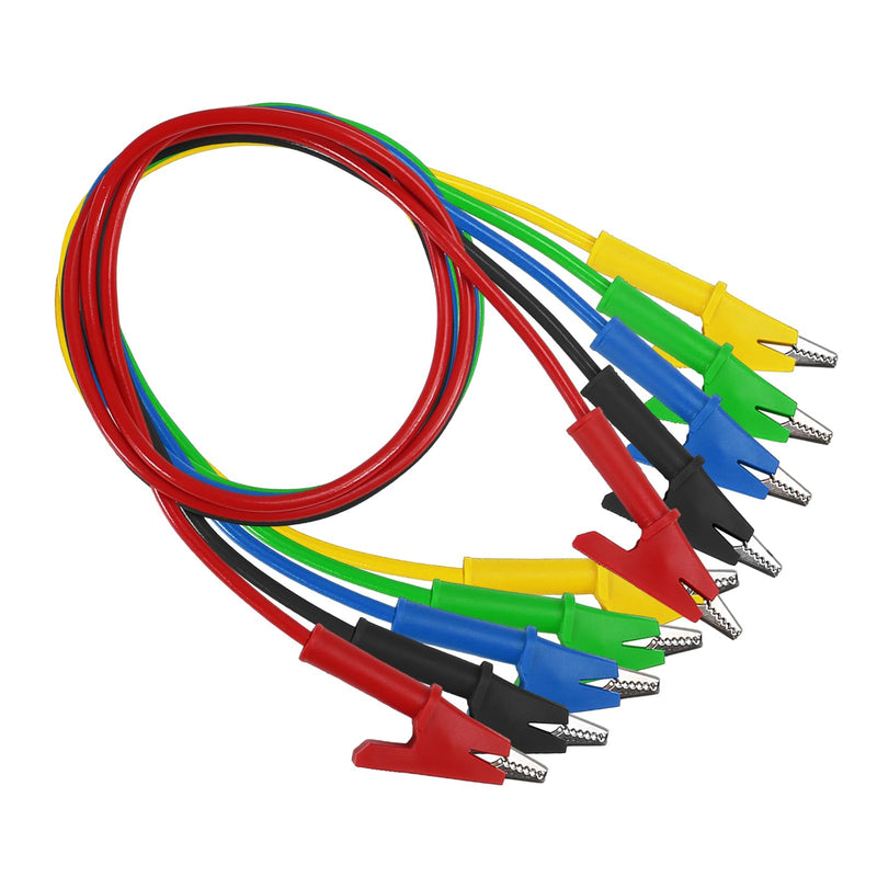 [Australia - AusPower] - 5PCS Alligator Clips Test Leads Dual Ended Crocodile Wire Cable with Insulators Clips Test Flexible Copper Cable for Electrical Testing 3.3ft/1m 
