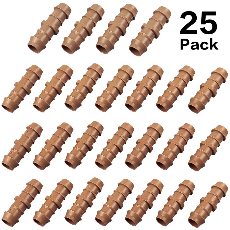 [Australia - AusPower] - 25 Pack Drip Irrigation Barbed Coupling Fittings (17mm) for 1/2" Drip Hose(0.600ID), Sprinkler Tubing Connector for Drip System 25 Pack Coupling 