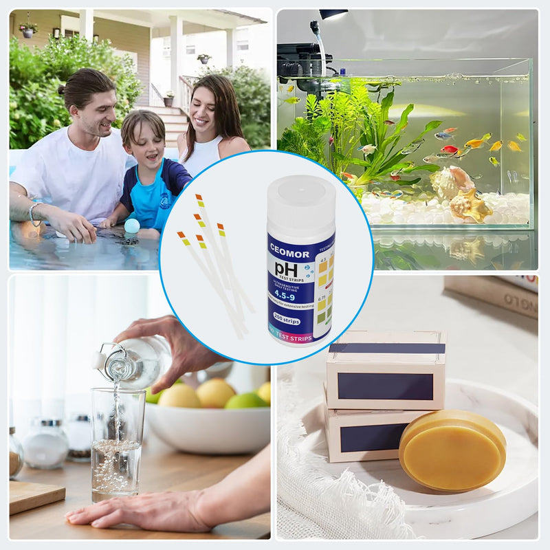 [Australia - AusPower] - pH Test Strips for Urine & Saliva: 200 Strips pH Paper for Testing Your Body's pH, 4.5 to 9.0 Acid Alkaline Litmus Paper pH Test Strip, Get Clear Acid-Alkaline Balance Results in Seconds, 4.5-9 Range 