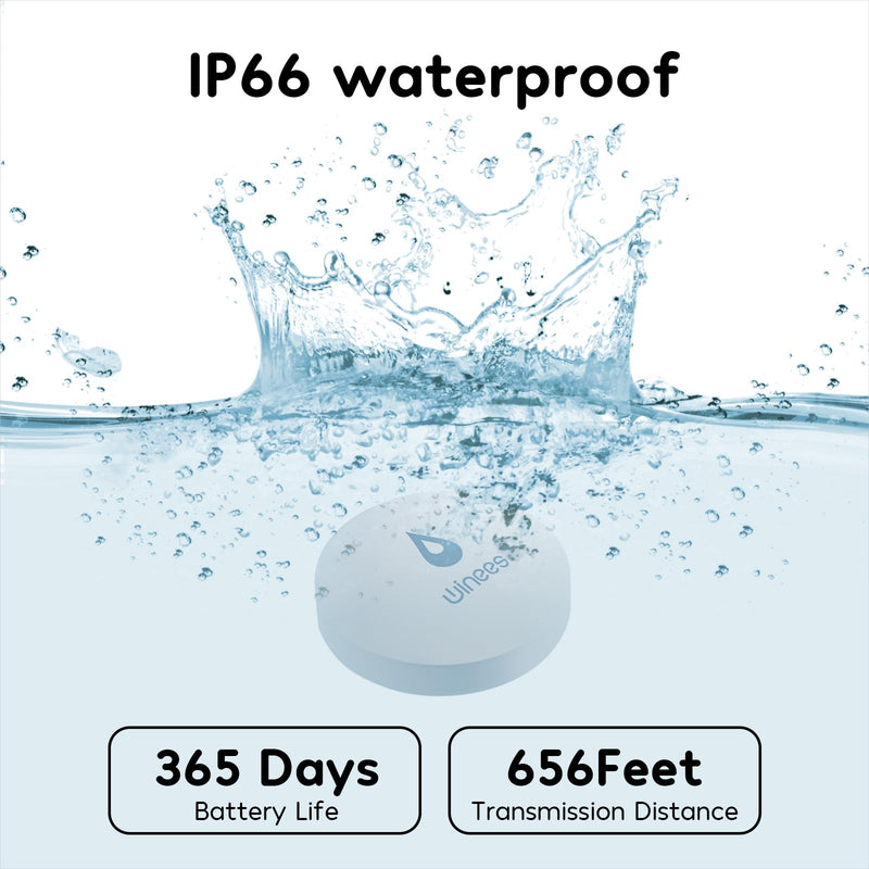 Winees WiFi Water Leak Detector for Home, 3 Pack Water Sensors with 100dB Adjustable Alarm, Leak Alert Email&SMS Notification, 200M Transmission for Basement, Bathroom, Laundry, IFTTT, 2.4G WiFi Only S1 Plus