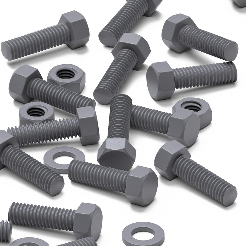 [Australia - AusPower] - 50 x Hexagon Head Screws Grey PVC Plastic nuts and bolts, Hex Head, oxidation resistant, weather resistant, UPVC, Plastic nuts and bolts, M6 x 20mm, (15/64 x 25/32 in) 
