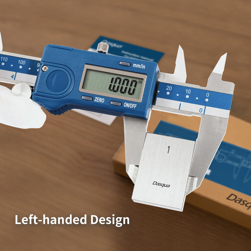 [Australia - AusPower] - Dasqua Left-Handed Digital Caliper 0-6"/0-150mm Stainless Steel with Large LCD Screen, Dual Unit in/mm, Accuracy ±0.0015"/0.03mm, Resolution 0.0005"/0.01mm, High Precision Caliper Measuring Tool Digital 6" 