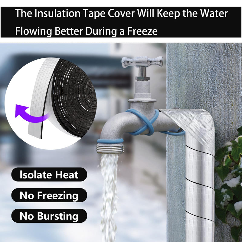 2 Roll Pipe Insulation Wrap,Aluminum Foil Pipe Insulation Foam Tape Self Adhesive Insulation Wrap for Indoor Outdoor Cold Hot Water Pipes Winter Freeze Protection (2" Wide X 32.8 Ft Long) 2