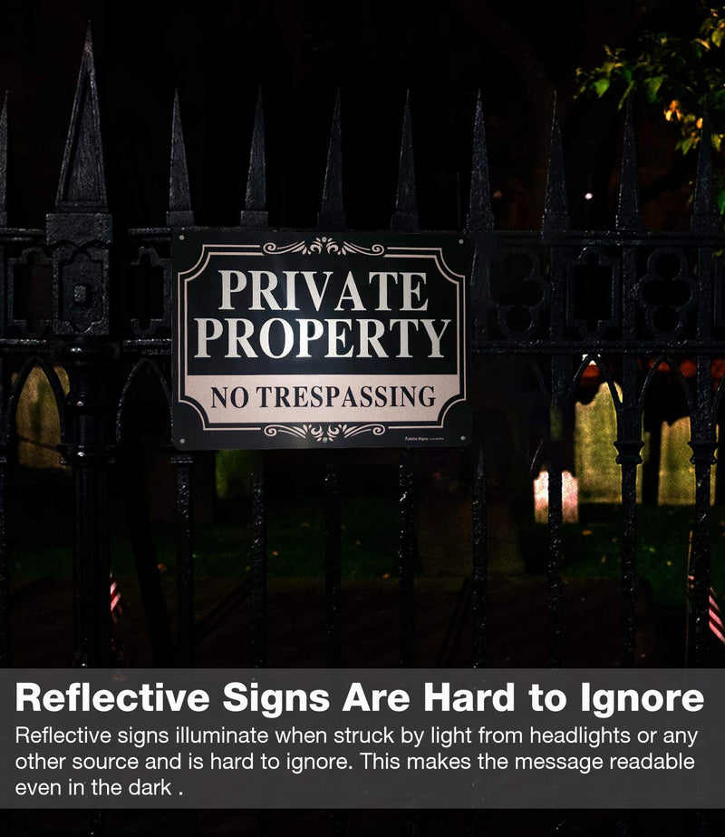 No Trespassing Signs Private Property,14x10 Inch Rust Free Aluminum Metal Sign,Reflective,Fade Resistant,UV Protected,Weatherproof Up to 7 Years Indoor/Outdoor Use (3 Pack) 14x10 inches - 3 Pack