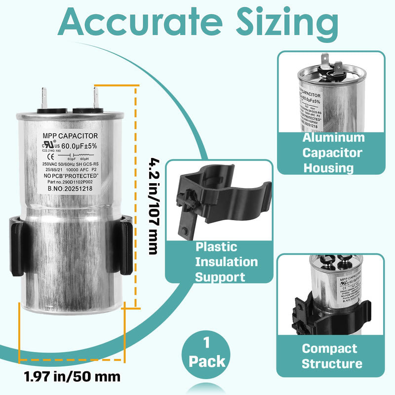 290D1102P003 Washer Start Capacitor, WH12X27614 Capacitor Compatible with GE, Hotpoint Washers, Replaces WH12X29017, WH12X24103, WH13X28838, WH16X24102, 290D1102P002