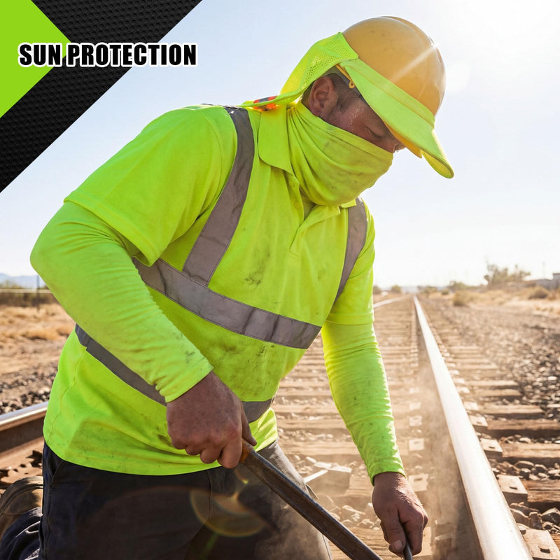 Chicingyou 8 Pcs Safety T-shirt Class 3 High Visibility Reflective Full Brim Hard Hat Hat Mesh Sun Visor Neck Shade Sleeves Lime