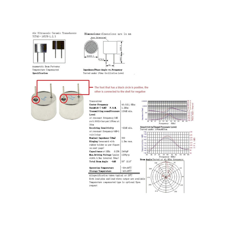 [Australia - AusPower] - 8Pcs 40KHZ RT Split Ultrasonic Transceiver Probe Receives and Transmits 40Khz Ultrasonic Sensor 16MM Ultrasonic Transducer 