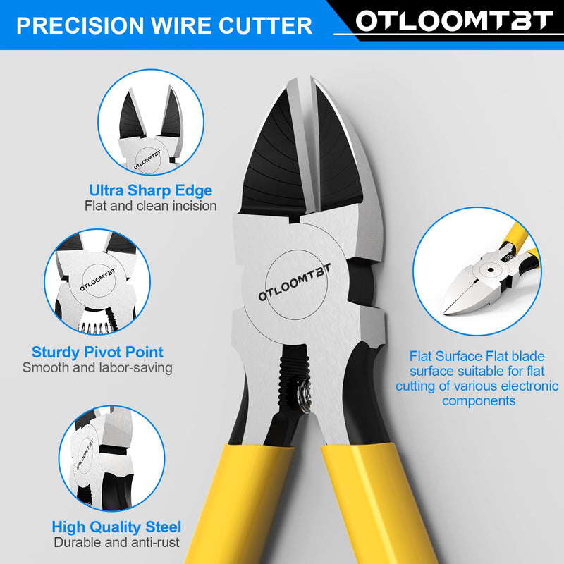 [Australia - AusPower] - 6-In and 5-In 2 PCS Ultra Sharp Compact Wire Cutters with Long Flat Nose Pliers Ideal for Cutting Crafts, Flowers, Plastics, Appliances and Any Clean Cutting Needs Powerful Wire Cutter 