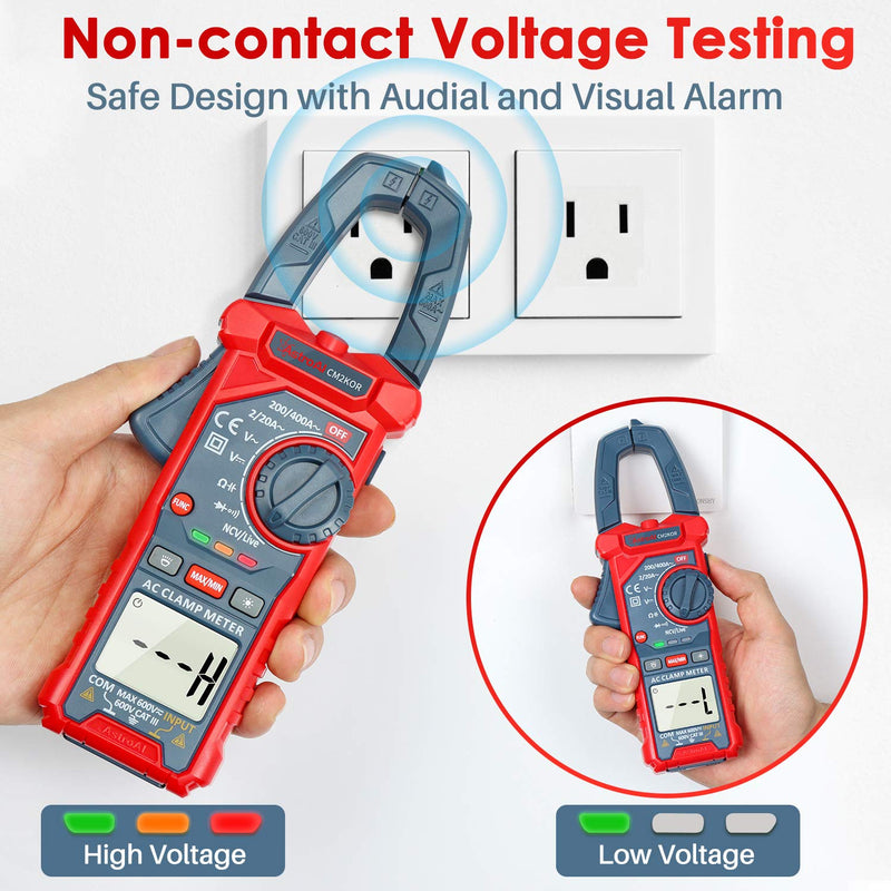 [Australia - AusPower] - Voltage Tester with Screwdriver Non-Contact Dual Range AC 12V/70V-1000V and Clamp Meter 2000 Counts 