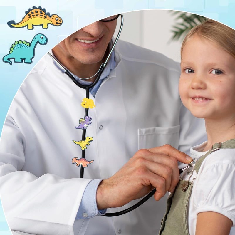 Cartoon Dinosaur Stethoscope Charms - 18Pcs Pediatric Stethoscopes Decor Personalized Accessories, Present for Nurses Veterinarian, Medical Worker and Nursing Graduation Dinosaur series