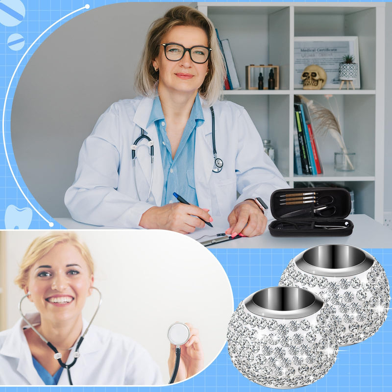 [Australia - AusPower] - 1 Pack Rhinestone Stethoscope Case and 2 Pack Crystal Round Stethoscope Charms Set Compatible with Classic Iii, Lightweight Ii S. E, Nurse Gifts Nursing School Essentials Stethoscopes Name Tag(Black) Black 