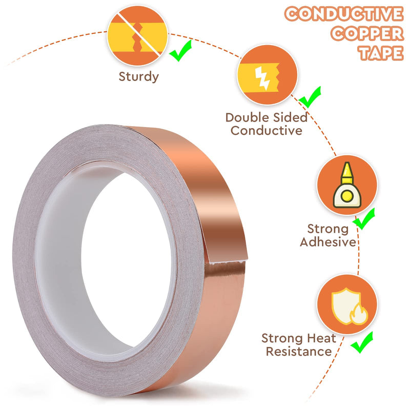 [Australia - AusPower] - Conductive Copper Tape 100% Pure Double Sided Adhesive Copper Foil Tape for Stained Glass, Guitars, EMI Shielding, Electric Connections, Repairs, Grounding, Crafts (1inch x 66FT) 1inch x 66FT 1 