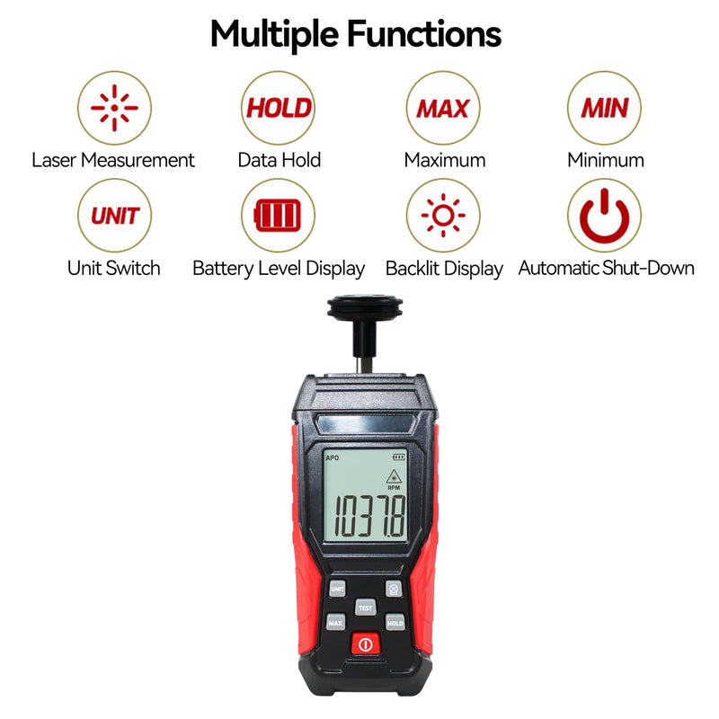 [Australia - AusPower] - HFS(R) Tachometer Contact & Non-contact Digital Tachometer, Non-Contact 3~100000RPM & Contact 3~19999RPM, High Accuracy RPM Tachometer 