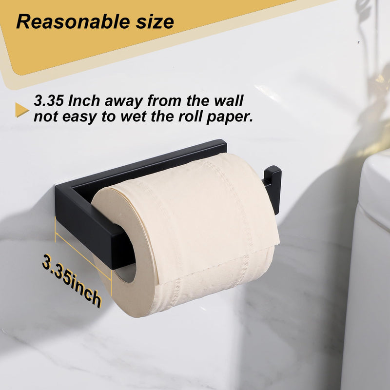 Sayayo Matte Black Toilet Paper Holder Wall Mount, RV Toilet Tissue Holder for Bathroom Tp Holder Square, SUS304 Stainless Steel 6 Inch Black - Drilling