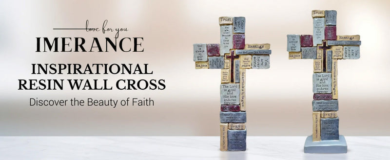 Imerance Inspirational Resin Standing Cross,12 Inch Christian Crucifix 12"L x 6"W