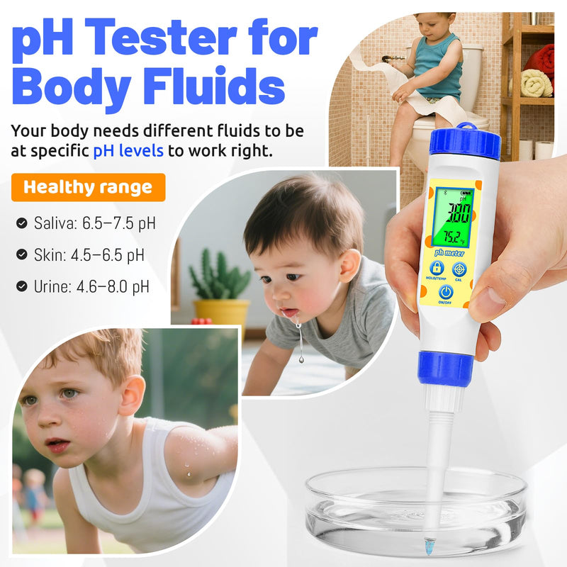 [Australia - AusPower] - Smart pH Tester for Food Fermentation, Digital Food pH Meter with Spear pH Probe Accurate Test of Canning, Jam, Cheese, Kombucha, Meat, Sourdough, Liquid Semi-Solid pH Test Pen for Home Use 