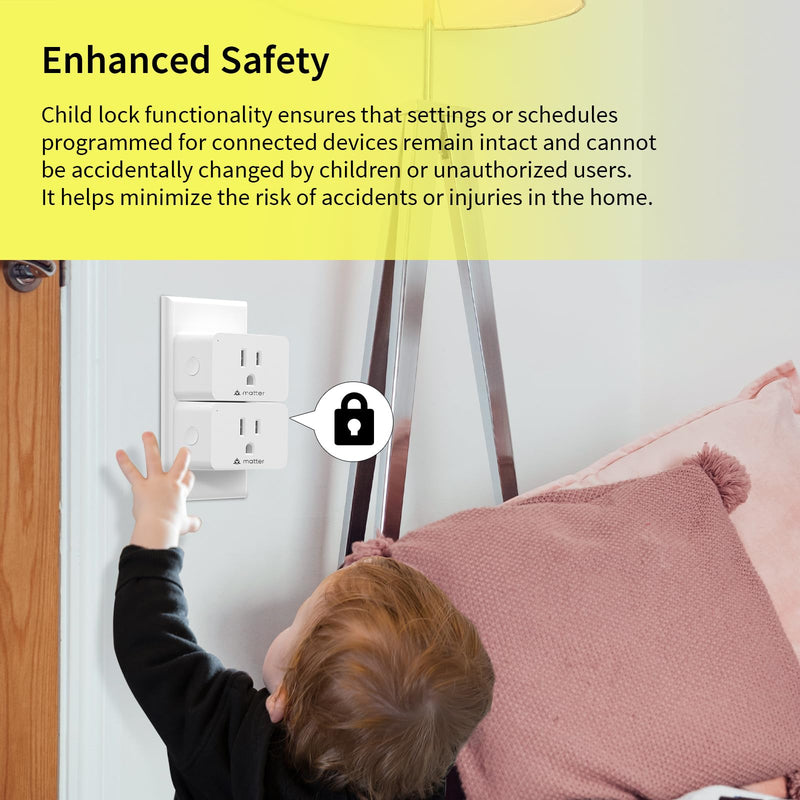 Minoston Matter Smart Plug, Smart Outlet Compatible with Alexa, Apple Home, Google Home, SmartThings, App and Voice Control, 100% Privacy, 2.4G Wi-Fi Only, White, 4 Pack