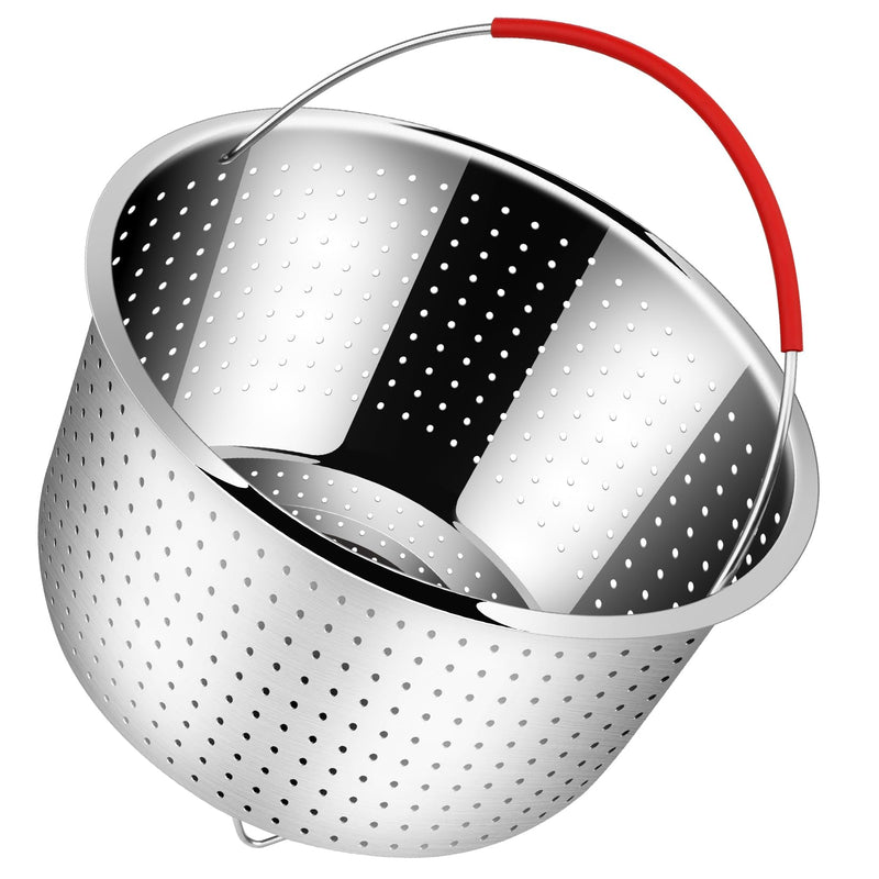 REDANT Mesh Strainer and Vegetable Steamer Basket for Pot, Instant Pot Accessories 8Qt, Stainless Steel Veggie Steamer for Cooking Broccoli, Eggs, Pasta, Quinoa - With 2 Silicone Gloves, 8 Quart 8 Qt - Steamer Basket