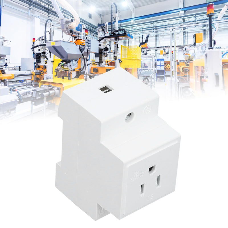 [Australia - AusPower] - Ejoyous Din Rail Outlet, DIN Rail Socket Built in Protective Con tact Earthing Con tact Outlet for Distribution Panel (US AC110‑250V 15A) US AC110‑250V 15A 