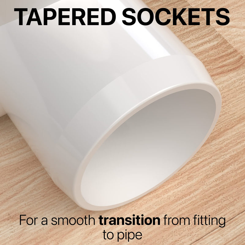 [Australia - AusPower] - FORMUFIT 1/2" 4-Way Tee Furniture Grade PVC Fitting in White, Made in USA, UV-Resistant, Impact-Proof, 0.840" Actual Socket Diameter, (10-Pack) - F0124WT-WH-10 