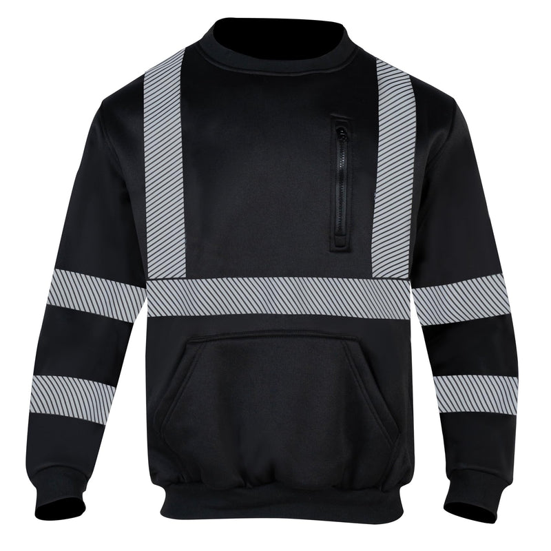 VENDACE Hi Vis Safety Sweatshirts for Men Reflective ANSI Class 3 High Visibility Construction Work Crew Sweatshirt No Hood Medium Black