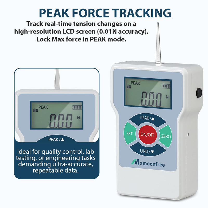 [Australia - AusPower] - Mxmoonfre 20N Digital Tension Gauge with LCD Display, High-Precision 0.01N Force Meter, 5-Unit Conversion (N/kg/lb/oz/g), Ergonomic Lightweight Design for Industrial & Home Use, ETL-20N 
