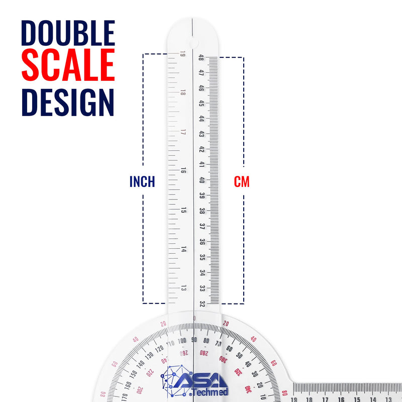 [Australia - AusPower] - ASA TECHMED 3 Pcs Goniometer Set, 12, 8, 6 Inch Medical Spinal Goniometer Angle Protractor Angle Ruler 
