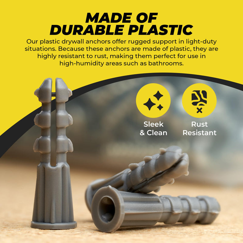 [Australia - AusPower] - Premium Quality Ribbed Plastic Anchors, Bulk Pack (#6-8 x 7/8") #6-8 x 7/8" 