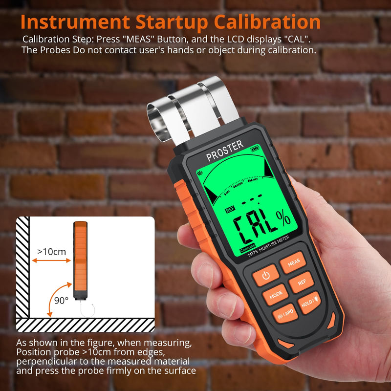 [Australia - AusPower] - Proster Rechargeable Moisture Meter - Wall Moisture Meter with 5 Modes (Index, Concrete, Cement, Plaster, Wood) & 3-Colour Screen, Pinless Damp Tester with Visual & Sound Alerts Detects up to 40mm Rechargeable Bendable Induction Moisture Meter 