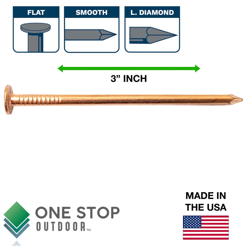 [Australia - AusPower] - 10 Pack 3 Inch USA MADE Copper Nails Pack - Pure Copper Nail Spikes USA Made - Solid Reliable Used for Trees, Stumps, Landscaping, and Hobbies (10) 10 