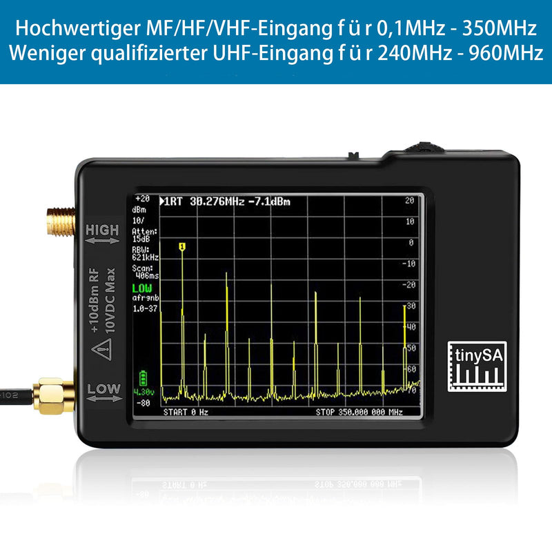 [Australia - AusPower] - AURSINC TinySA Spektrumanalysator Handheld, V0.3.1 2,8 Zoll Touchscreen, 2-in-1 Signalgenerator 100 kHz-960 MHz MF/HF/VHF UHF-Eingang, ESD-geschützte Funktion 