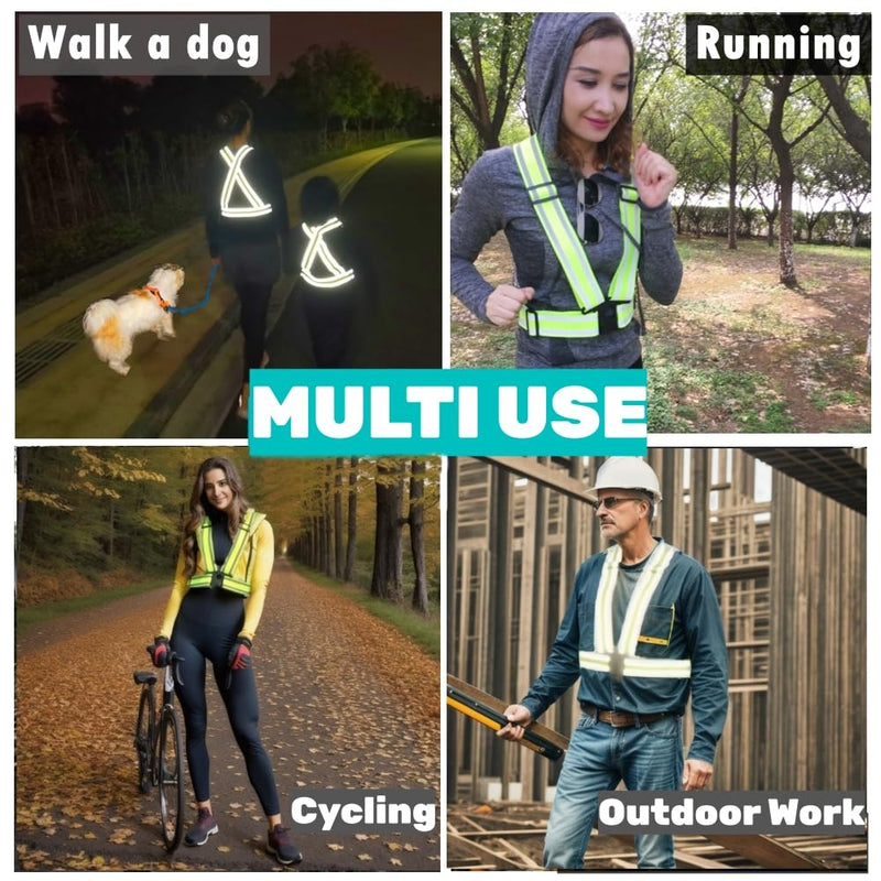 High Visibility straps |Safety Vest |Adjustable & Elastic | Reflective Running Gear for Jogging,Walking,Cycling,Construction Workers,Motorcycle,Men,Women (1, XXL-YELLOW) XX-Large