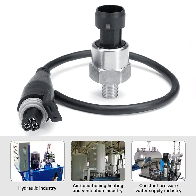 [Australia - AusPower] - 30PSI Pressure Transducer Sensor, 1/8-27 NPT Thread Stainless Steel Pressure Sensor 0.5-4.5V, Fuel Oil Pressure Transducer Sensor with Connector Harness for Gas, Water, Air 30PSI 