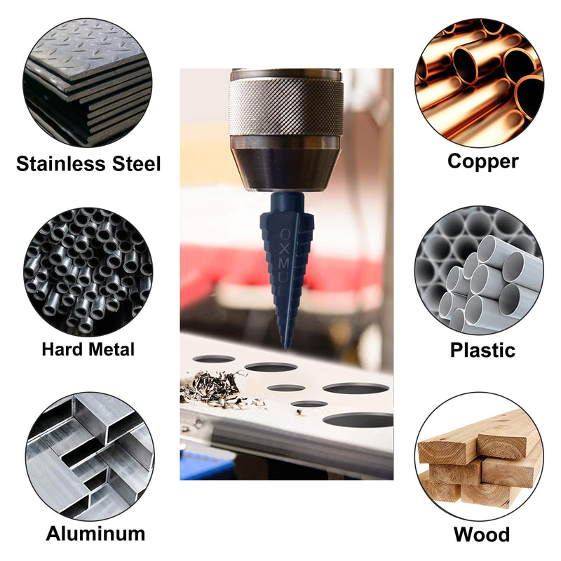 Step Drill Bit for Steel,1-3/8",M35 Cobalt Drill Bits,3/8" Shank, | Heavy Duty for Stainless Steel, Hard Metal, Aluminum, Copper, Industrial Grade,6-Steps. 204 1 Unibit 1/4—1-3/8