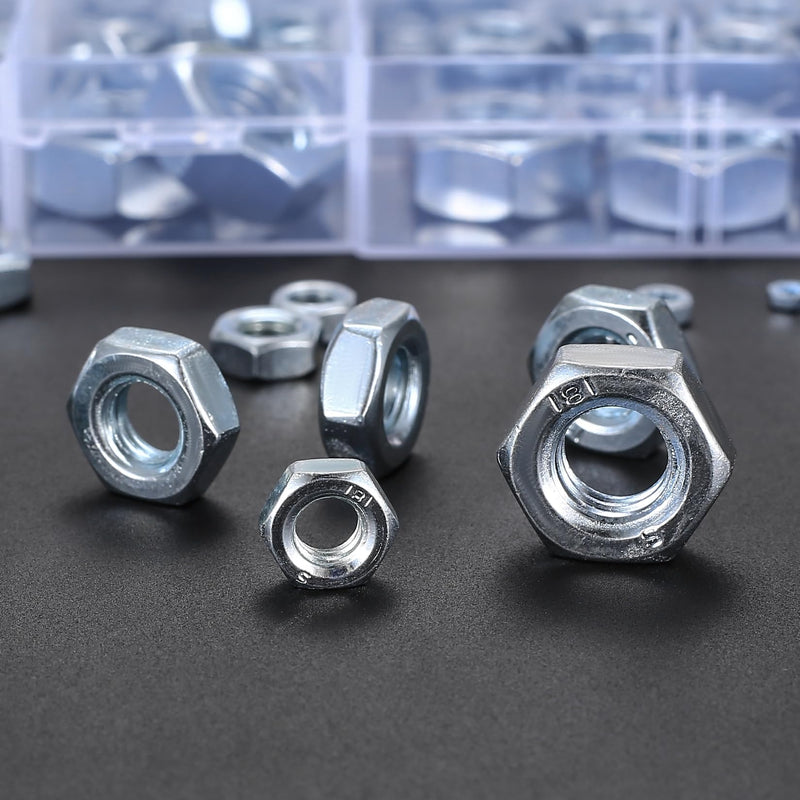 [Australia - AusPower] - Metric Hex Nuts Assortment Kit, 430 Pcs Stainless Steel Hex Nuts Set, Hex Hardware Nuts, Coarse Thread Hexagon Nuts for Screw Bolts, M2 M2.5 M3 M4 M5 M6 M8 M10 M12 