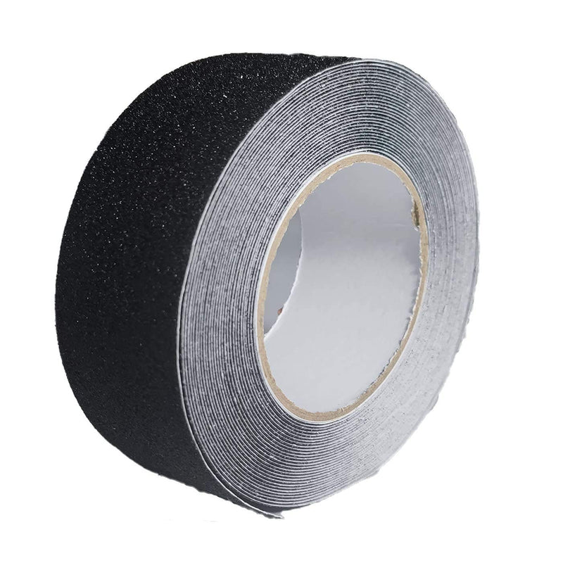 Anti Slip Black And Transparent Anti Slip Tape Two Rolls 2 Inch x 33 Foot Grip Tape Grit Traction Non Slip, Non Skid Treads, High Traction Friction Abrasive Adhesive Stairs Step - Black and Clear