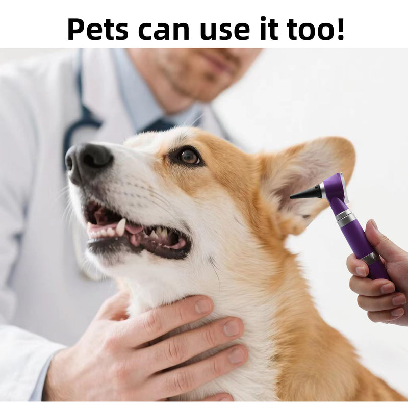 [Australia - AusPower] - Otoscope - Ear Infection Detector with Light, Compact Handle Design for Kids/Adults, Clinical & Pet Use (Purple) PURPLE 