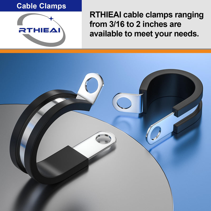 [Australia - AusPower] - 50 PCS 1/2 Inch Cable Clamps, 304 Stainless Steel Cable Clamps, Insulated Clamp, Hose Clamp, Pipe Clamp, Sturdy Clamp, and Wire Clamp by RTHIEAI 50 pcs 
