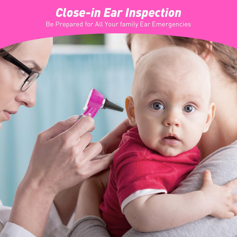 Scian Otoscope - Ear Scope with Light, Pocket Ear Diagnostic Kit with 3X Magnify Lens & 8 Speculum Tips for Kids,Elders,Dogs,Home Use (Pink) Pink