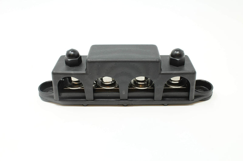 [Australia - AusPower] - 4 Post Power Distribution Block Bus Bar Pair with Cover - Made in The USA - 250 Amp Rating – Marine Bus Bar, Automotive, and Solar Wiring – Battery Terminal Distribution Block - (3/8” Black) 3/8 - Black 