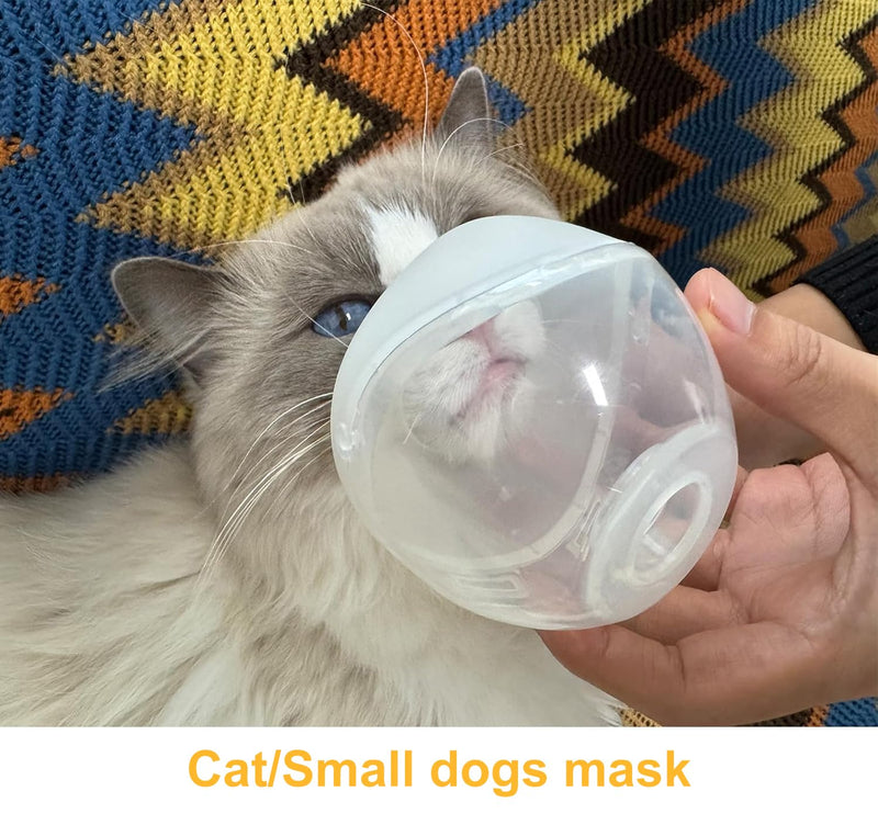 [Australia - AusPower] - Cat Nebulizer Cup and Inhaler Mask for Cats, White, Pet Oxygen Mask for Cats, Puppies and Small Dogs (S) S 