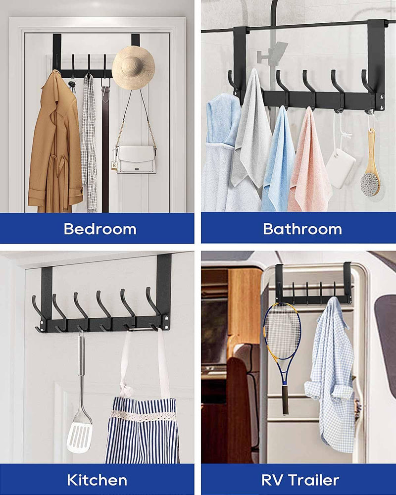 [Australia - AusPower] - Over The Door Hooks, No Assembly Required Door Hanger Hook, Sturdy Over The Door Coat Rack, Over Door Hanger Door Hooks for Hanging Clothes, Towels, Hats, Matte Black 1 Pack 