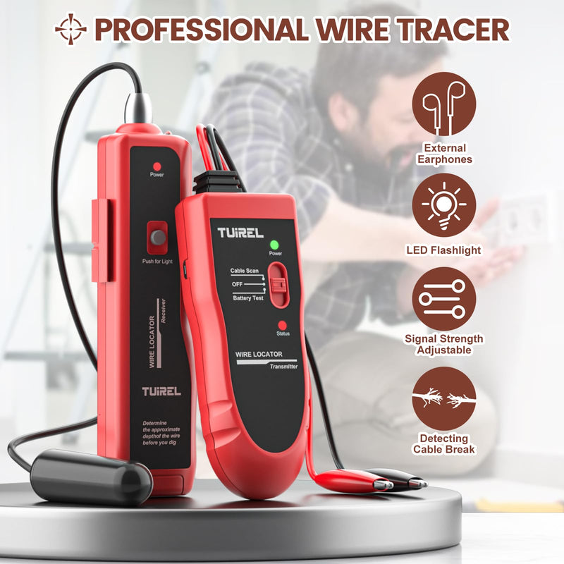[Australia - AusPower] - Underground Wire Locator, Underground Cable Locator with Rechargeable 1100mAh Battery, Cable Tester for Pet Fence TL25 B2 