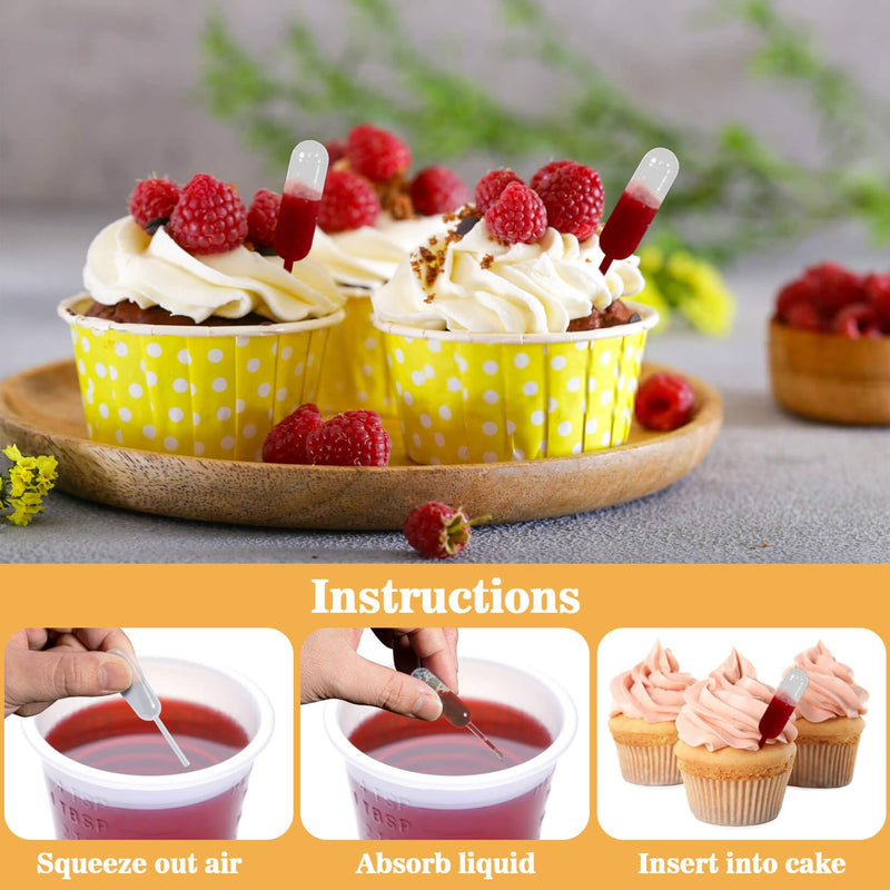 [Australia - AusPower] - 50 Plastic Pipettes Dropper for Cupcakes - 4ml Disposable Cupcake Pipettes Cupcake Injector Mini Pipettes Pippets Disposable Droppers Pipets Liquor Alcohol Infuser Small Strawberry Pippettes 