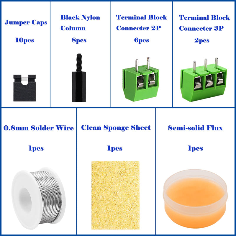 [Australia - AusPower] - Tnisesm PCB Board Prototype Kits, Circuit Solder Double Side Board with 40 Pin 2.54 mm Male to Female Headers Connector, 2P&3P Screw Terminal Block, Solder Flux, Solder Wire for Electronic Projects 