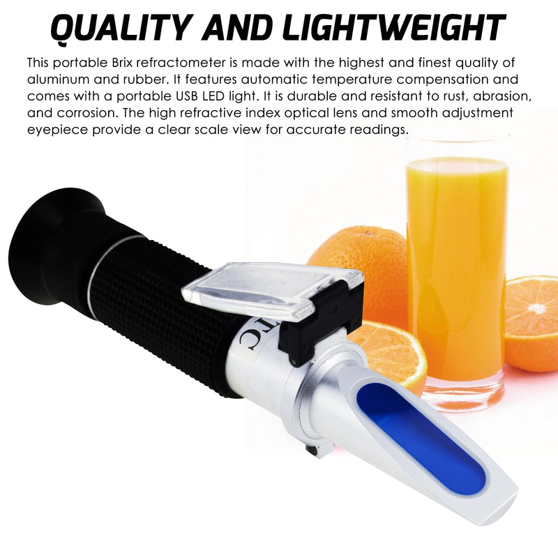 [Australia - AusPower] - Range 0-32% Brix Refractometer with ATC, Brix Meter for High-Concentrated Sugar Solution Content Test Tool 0.2% Division, Refractometer Check Growing Plants Ripeness for Making Juice, Brandy, Beer 0 - 32% Brix 