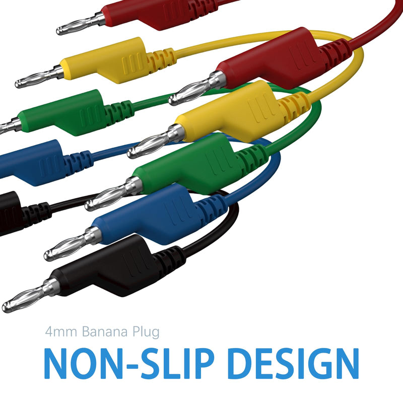 [Australia - AusPower] - 1000V 5PCS Double-Ended Multimeter Test Leads, 5 Colors multimeter Leads kit 
