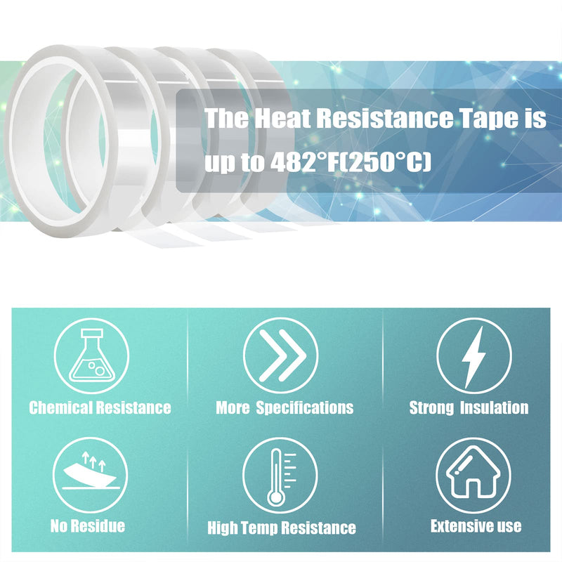 [Australia - AusPower] - 4 Rolls 20mm x33m(108ft) Clear Heat Tape,Transparent High Temperature Heat Resistant Tape,Heat Transfer Tape for Heat Press and Sublimation,Heat Transfer Vinyl,No Residue 